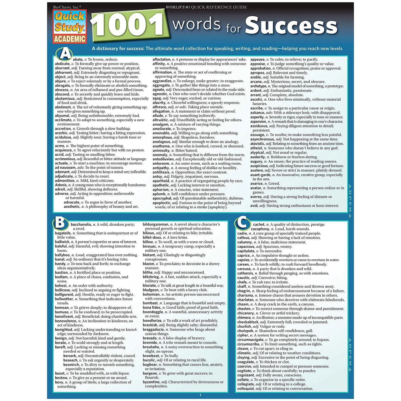 1001 Words For Success Bar Chart