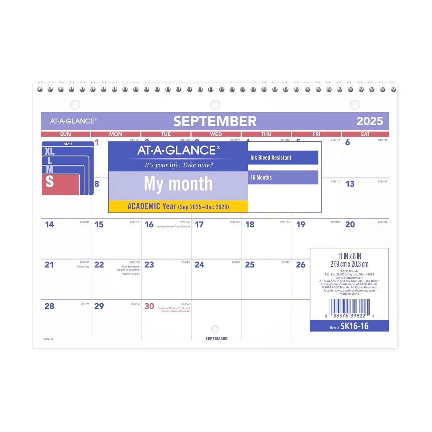 At-A-Glance 2025-2026 11" x 8" Monthly Academic Calendar - Image 11