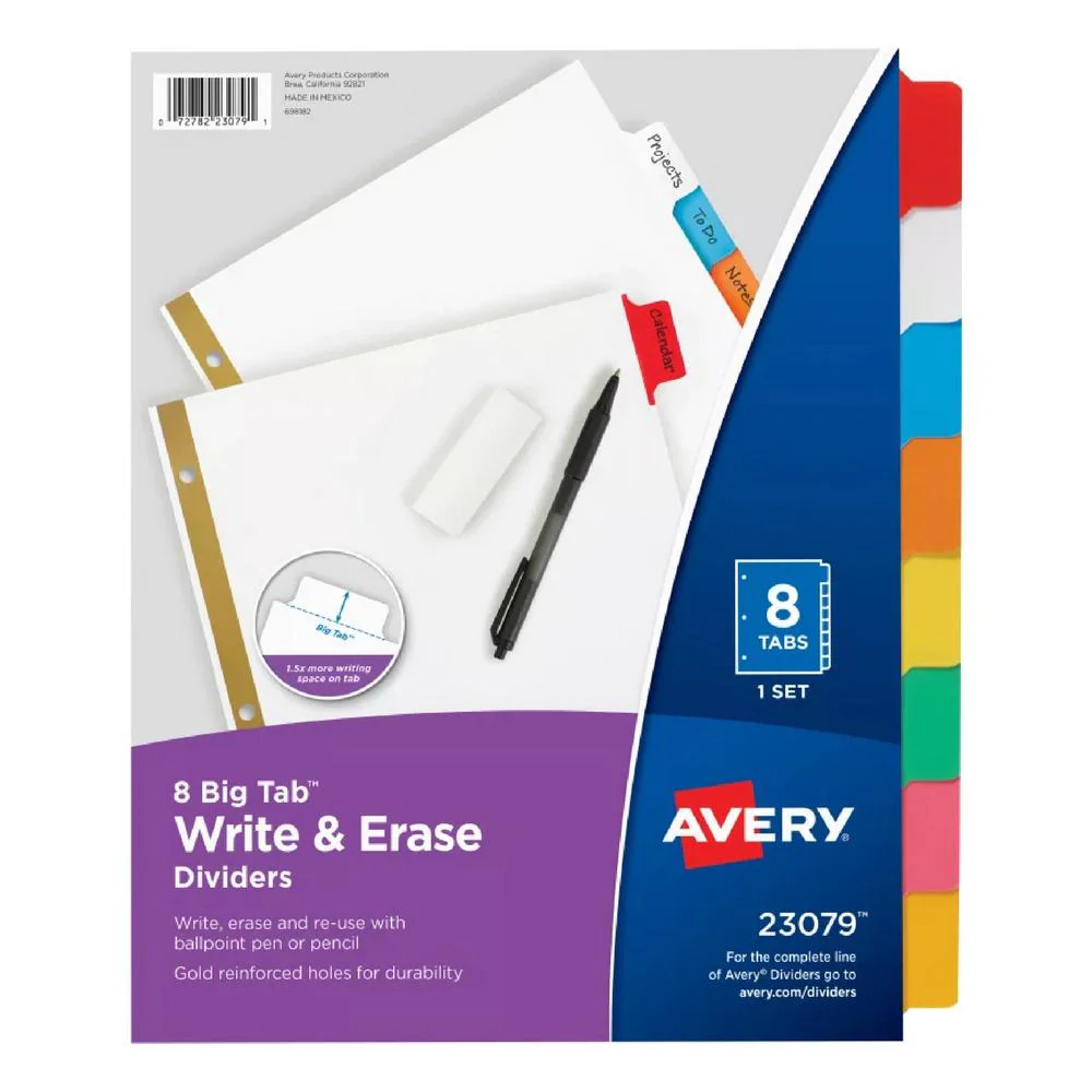 Avery Multicolor Big Tab Write & Erase 8 Tab Binder Dividers - Image 3