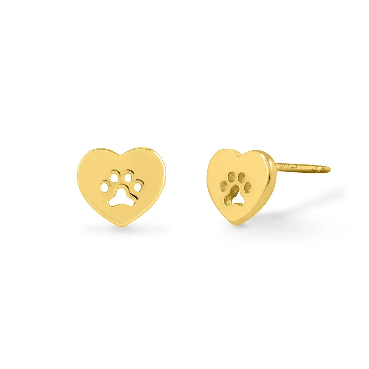 Boma Heart Paw Gold Stud Earrings