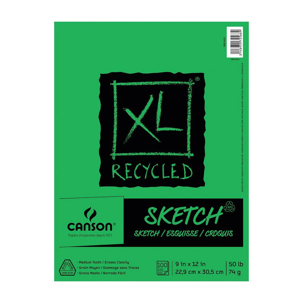Canson XL Recycled Sketch Spiral Bound Pad 9"x12"