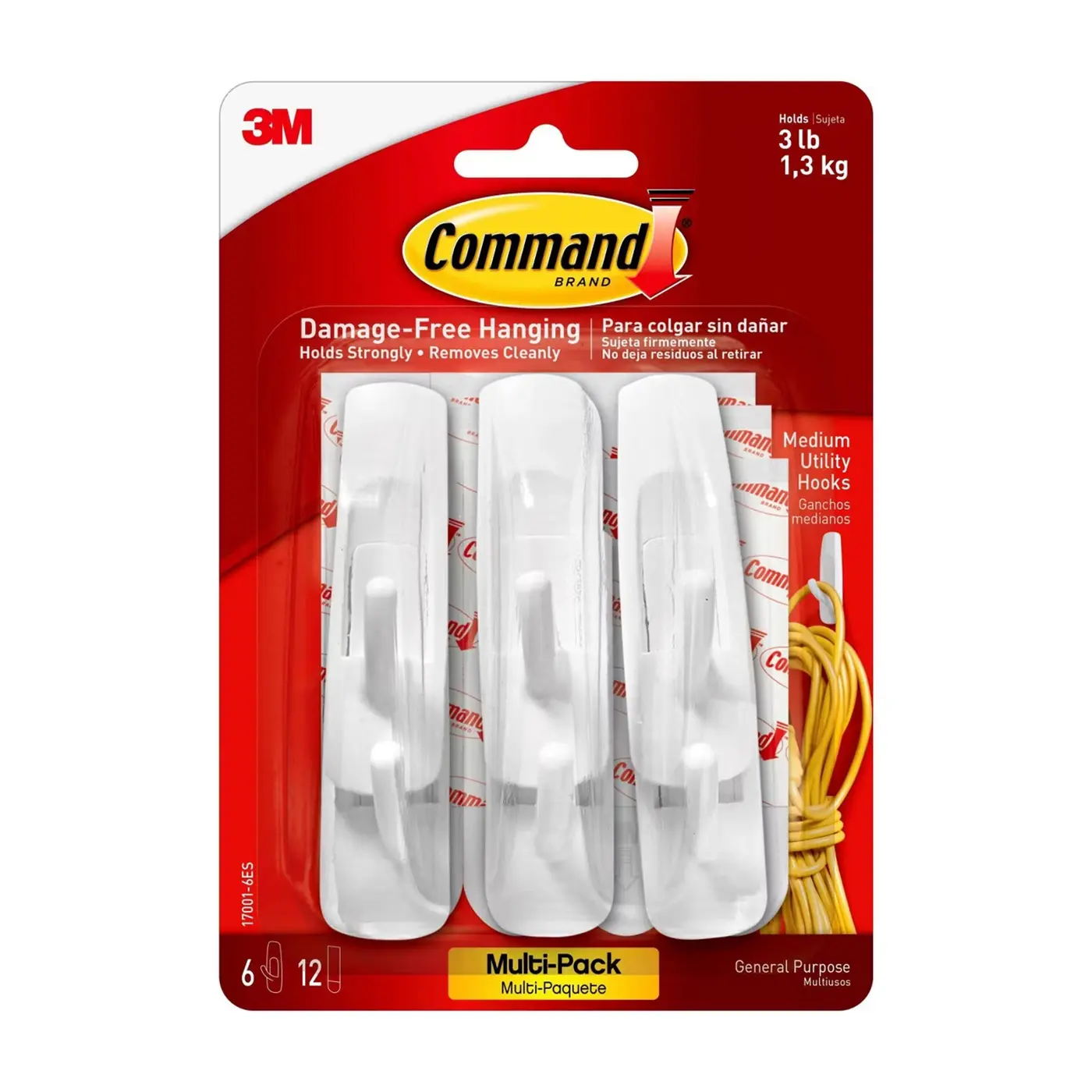 Command 3lb Capacity Medium Hooks 6 Pack - Image 2