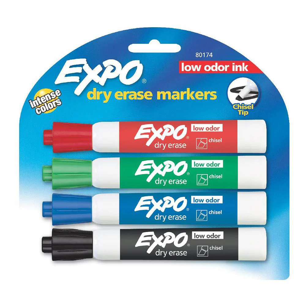 Expo Low Odor Dry Erase Markers Chisel Point 4 Pack