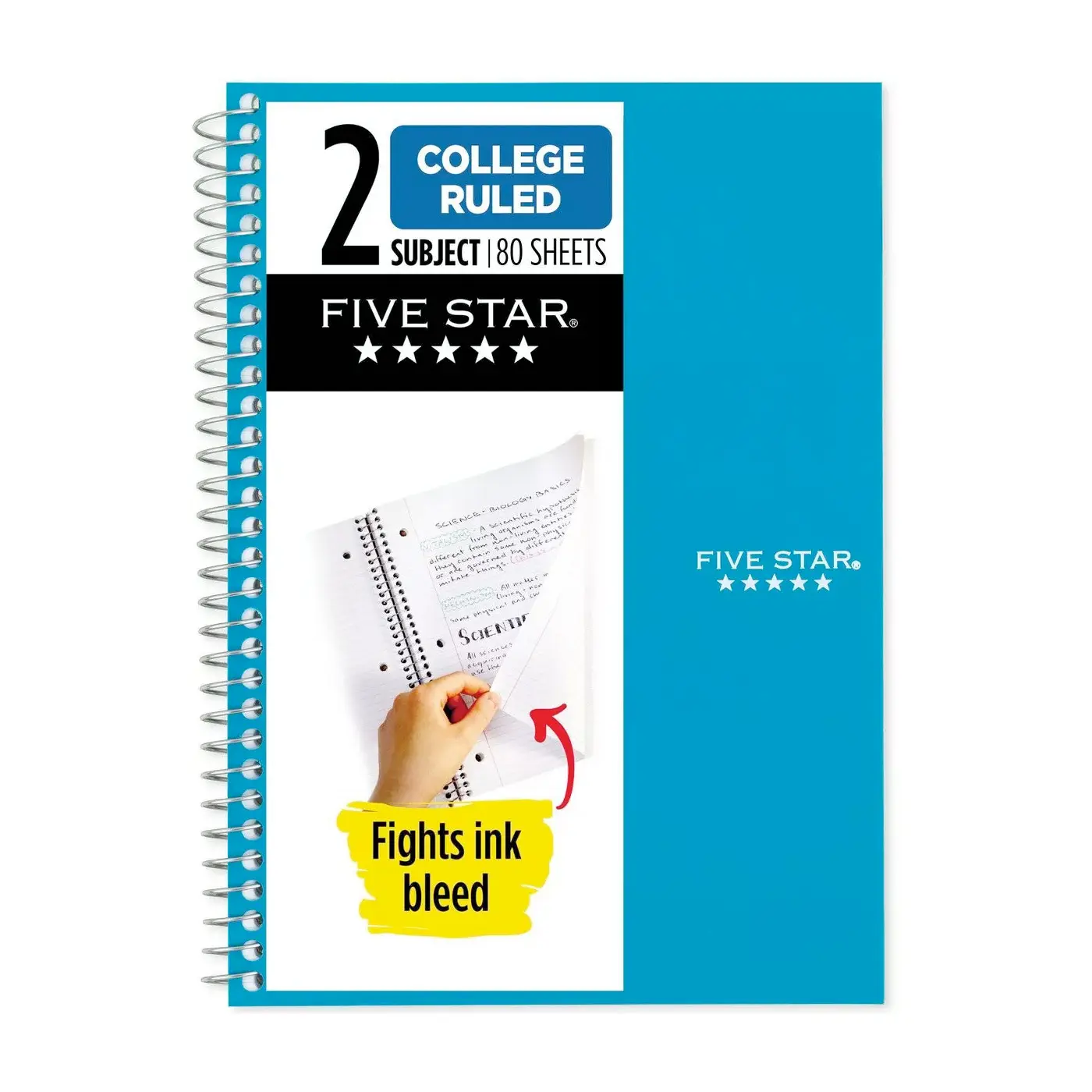 Five Star Assorted 2-Subject College Ruled Notebook 80 sheets