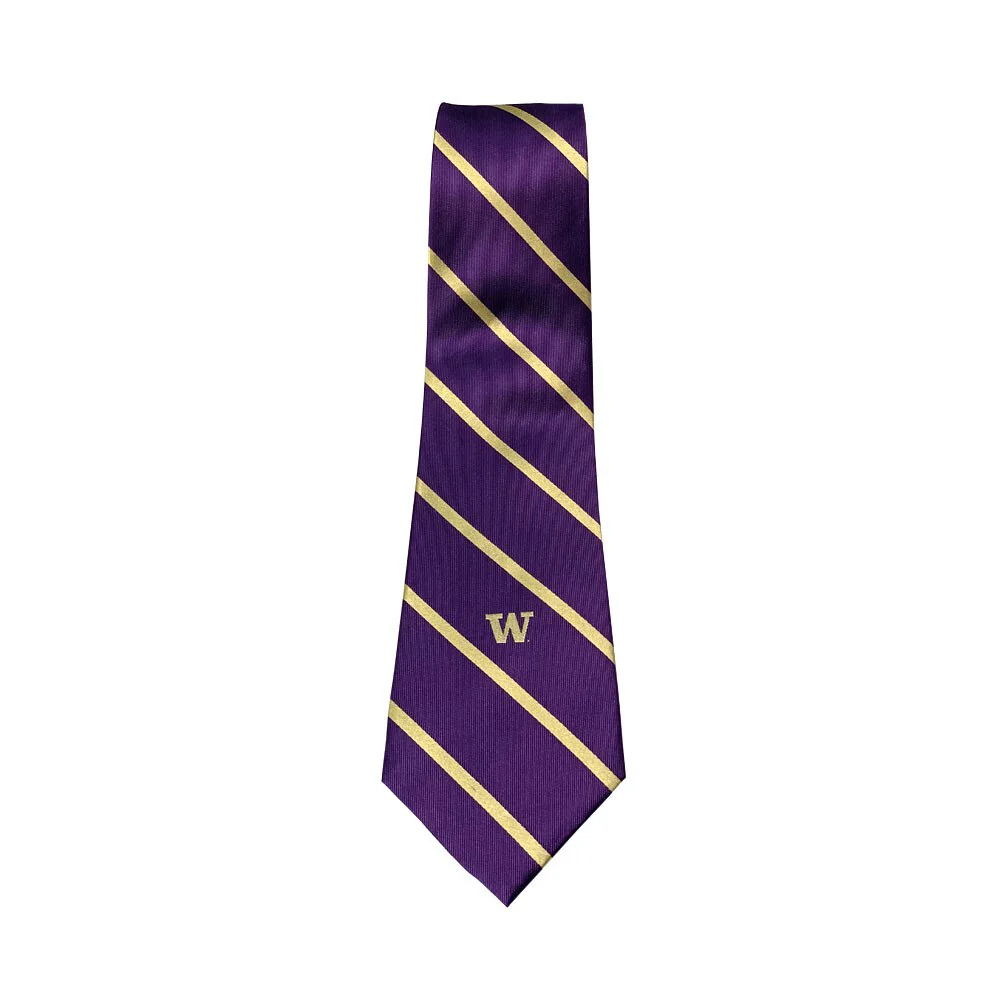 Jardine Collection Men's Purple With Thin Gold Stripes W Woven Silk Tie - Image 2