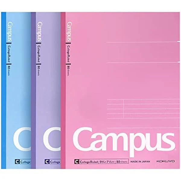 Kokuyo Campus 9.75"x7.5" College Ruled Tape Bound Notebook 80ct 3 Pack