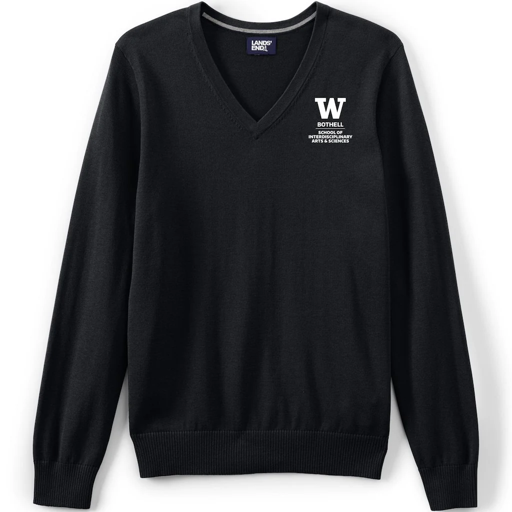 Lands' End Unisex UW Bothell Interdisciplinary Arts & Sciences Cotton Modal V-neck Pullover Sweater - Image 2