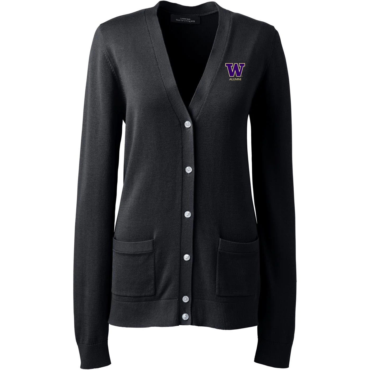Lands' End Women's UW Alumni Cotton Modal Long Sleeve V-neck Cardigan Sweater - Image 3