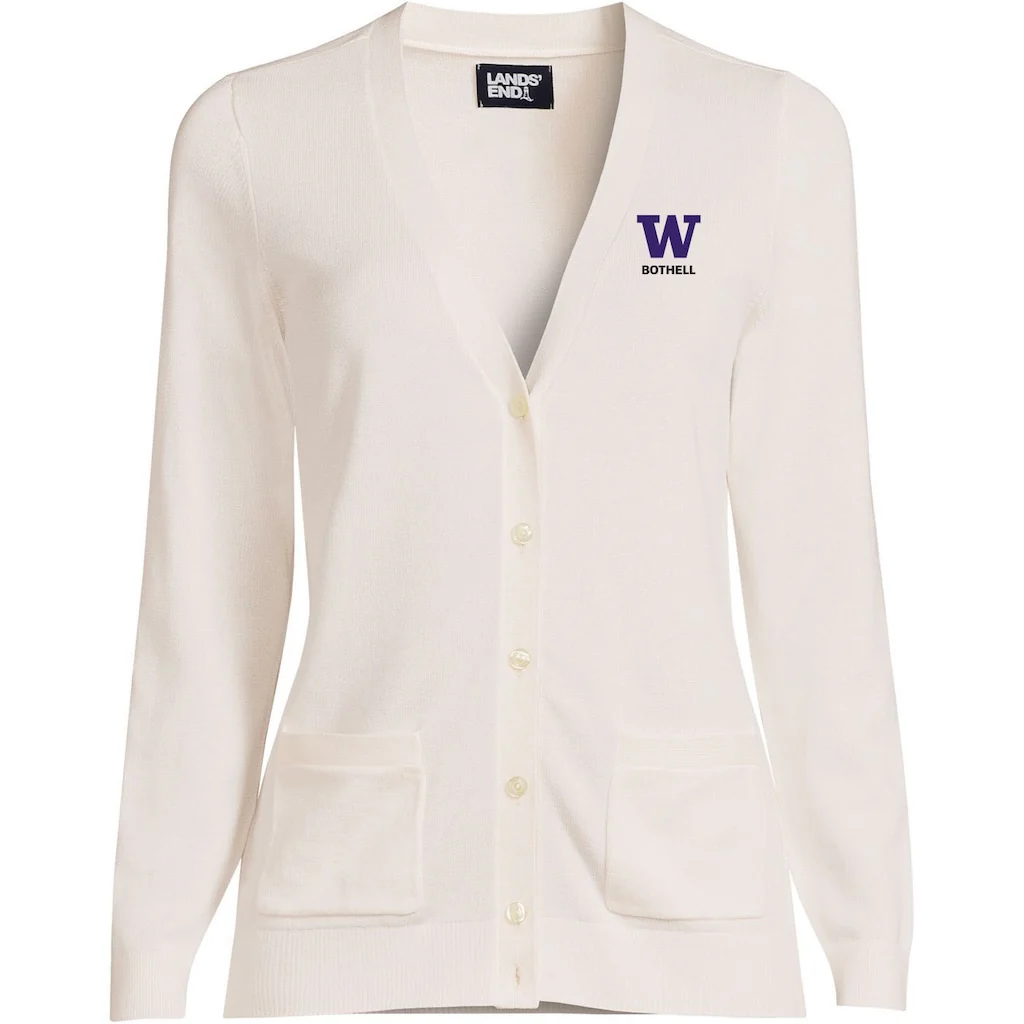 Lands' End Women's UW Bothell Cotton Modal Long Sleeve V-neck Cardigan Sweater - Image 3
