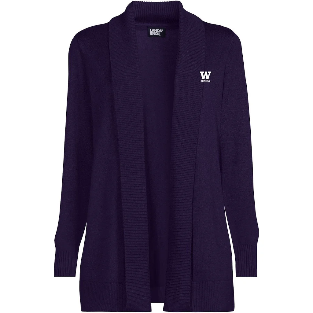 Lands' End Women's UW Bothell Cotton Modal Shawl Collar Cardigan Sweater - Image 2