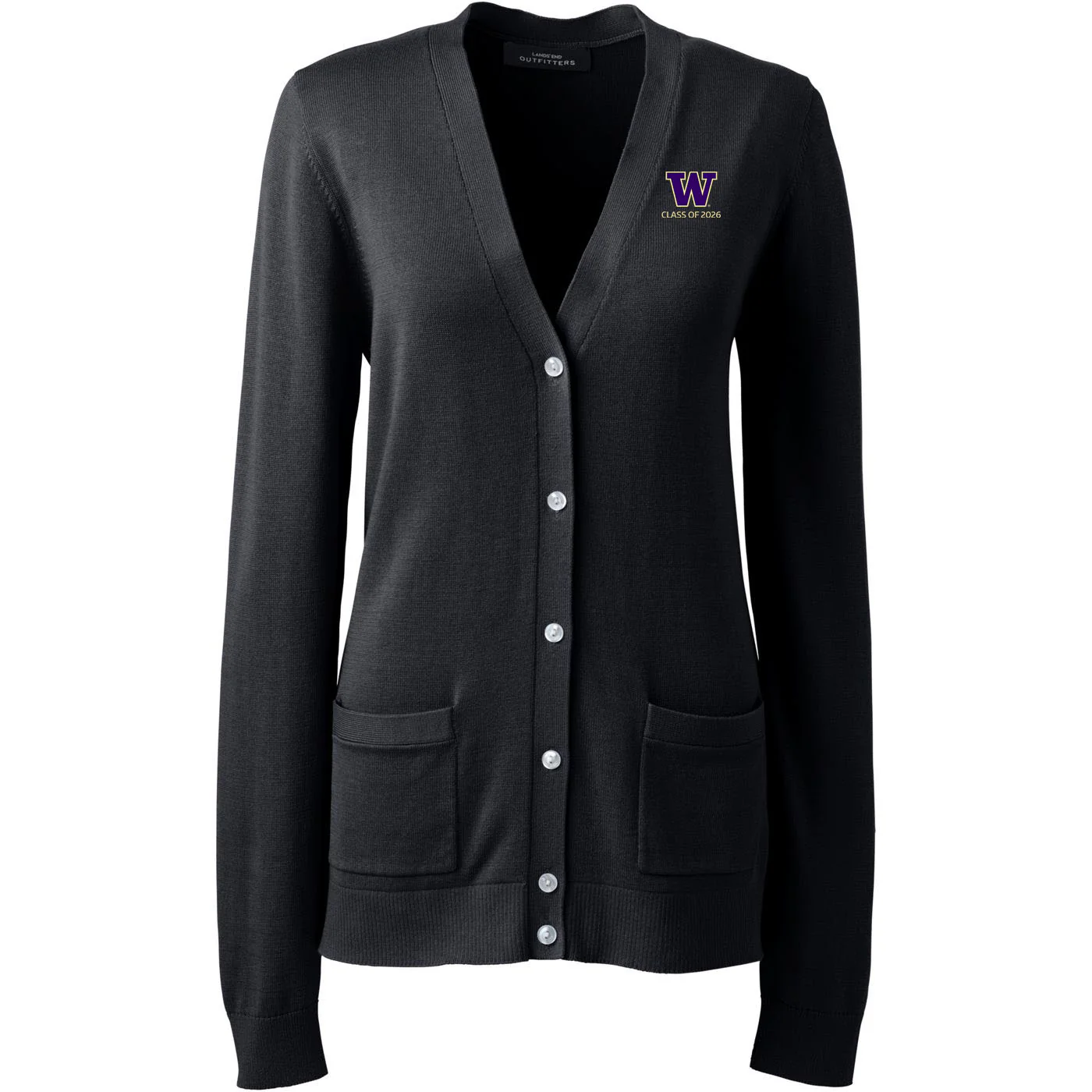 Lands' End Women's UW Class of 2026 Cotton Modal Long Sleeve V-neck Cardigan Sweater - Image 3