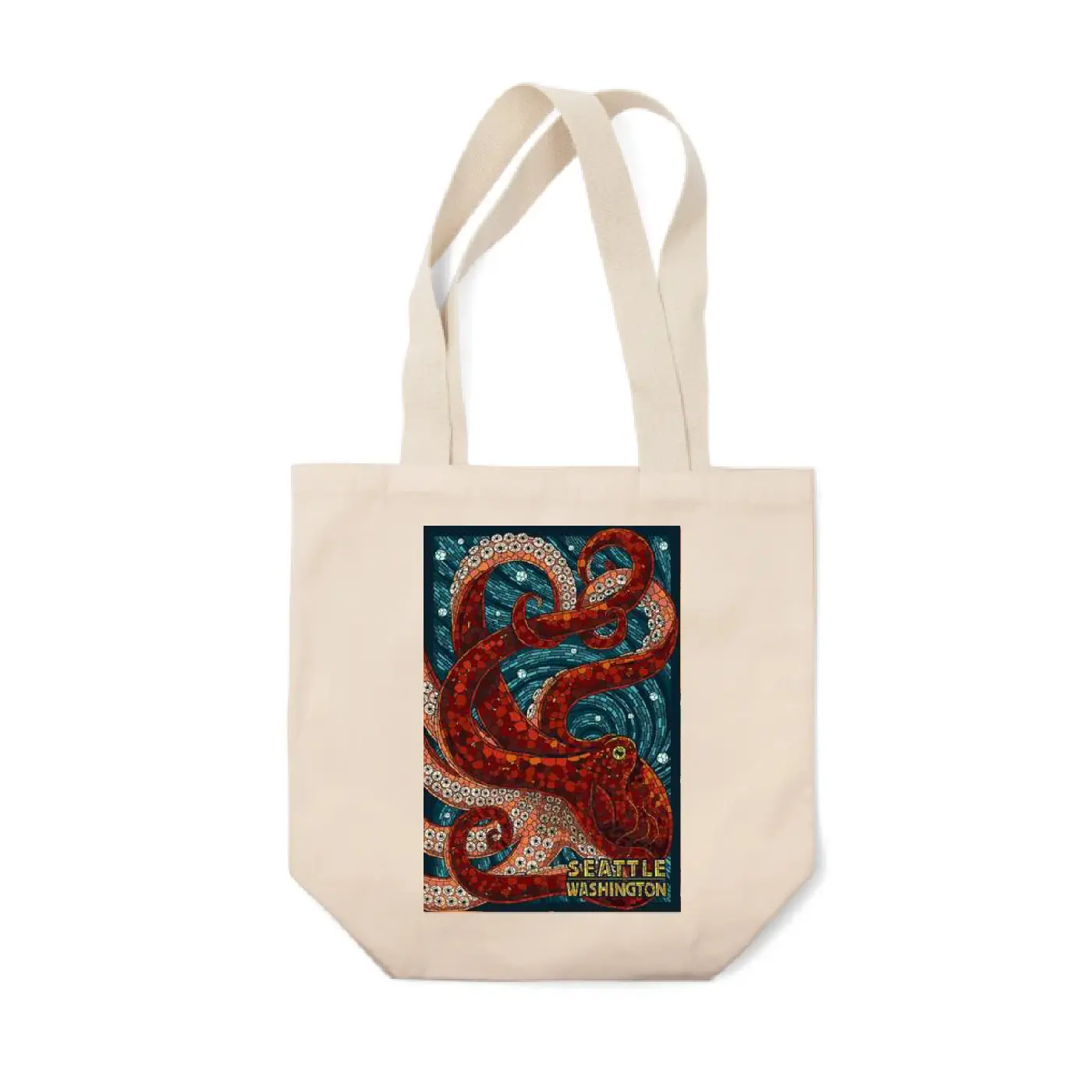 Lantern Press Seattle Octopus Mosaic Tote Bag - Image 2