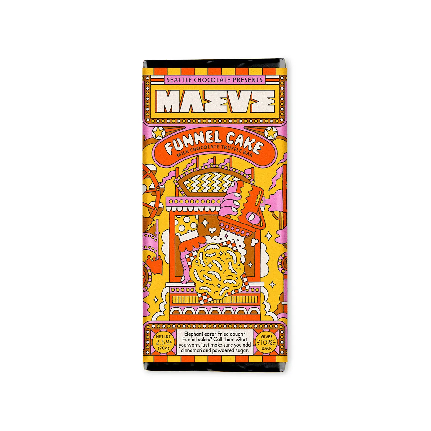 Maeve Seattle Chocolate 2.5oz Funnel Cake Truffle Bar