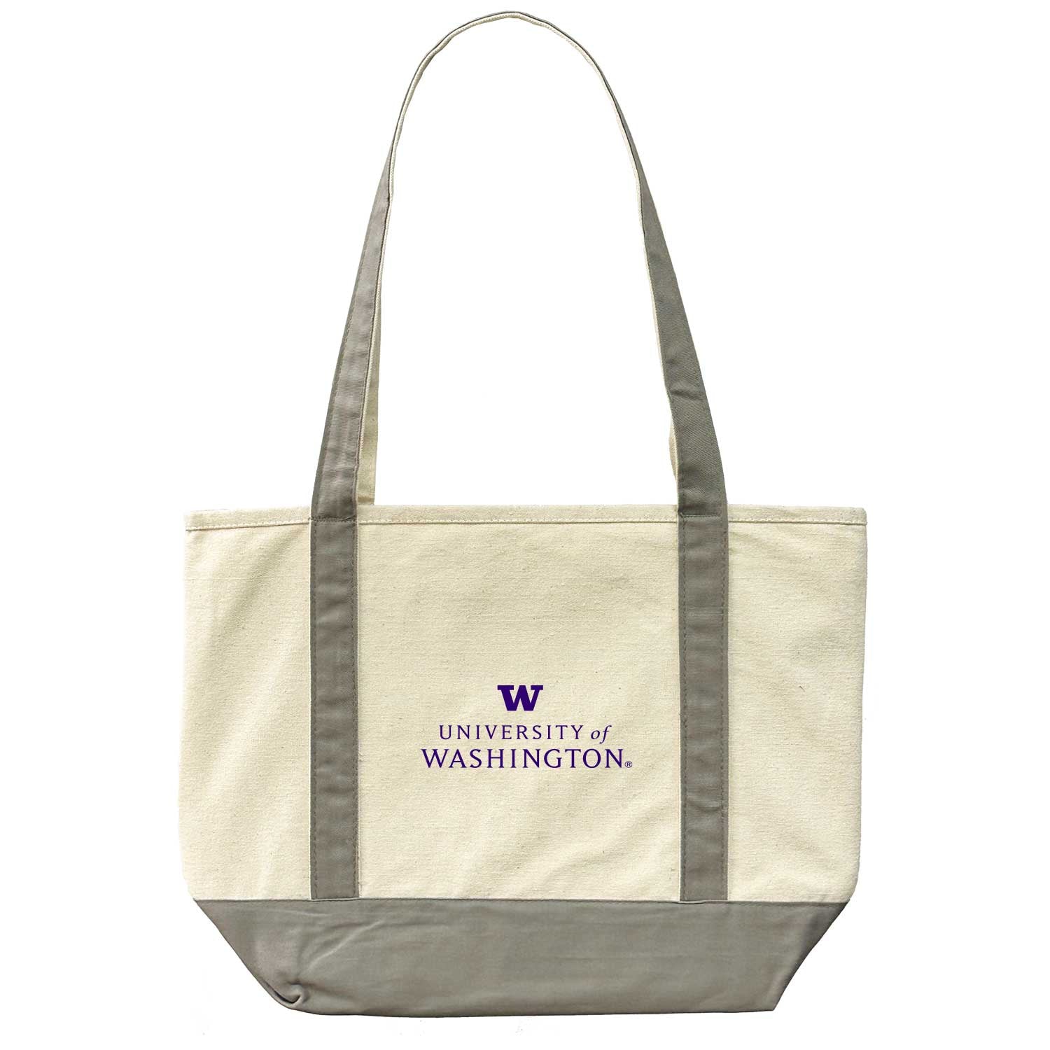 MCM Gray Trim Stacked W U of WA Signature Canvas Boat Tote