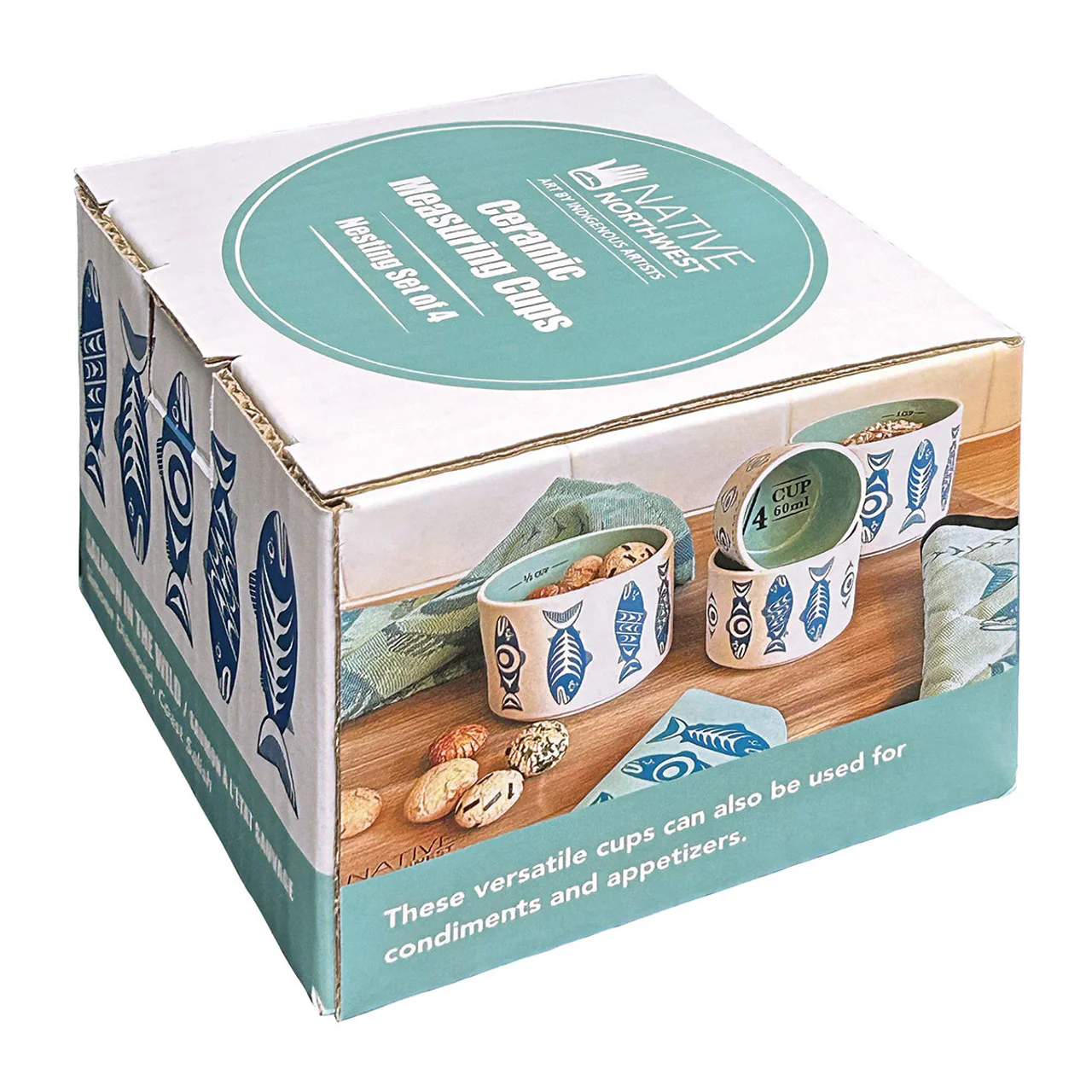 Native Northwest Salmon in the Wild Ceramic Measuring Cups Set of 4 - Image 3