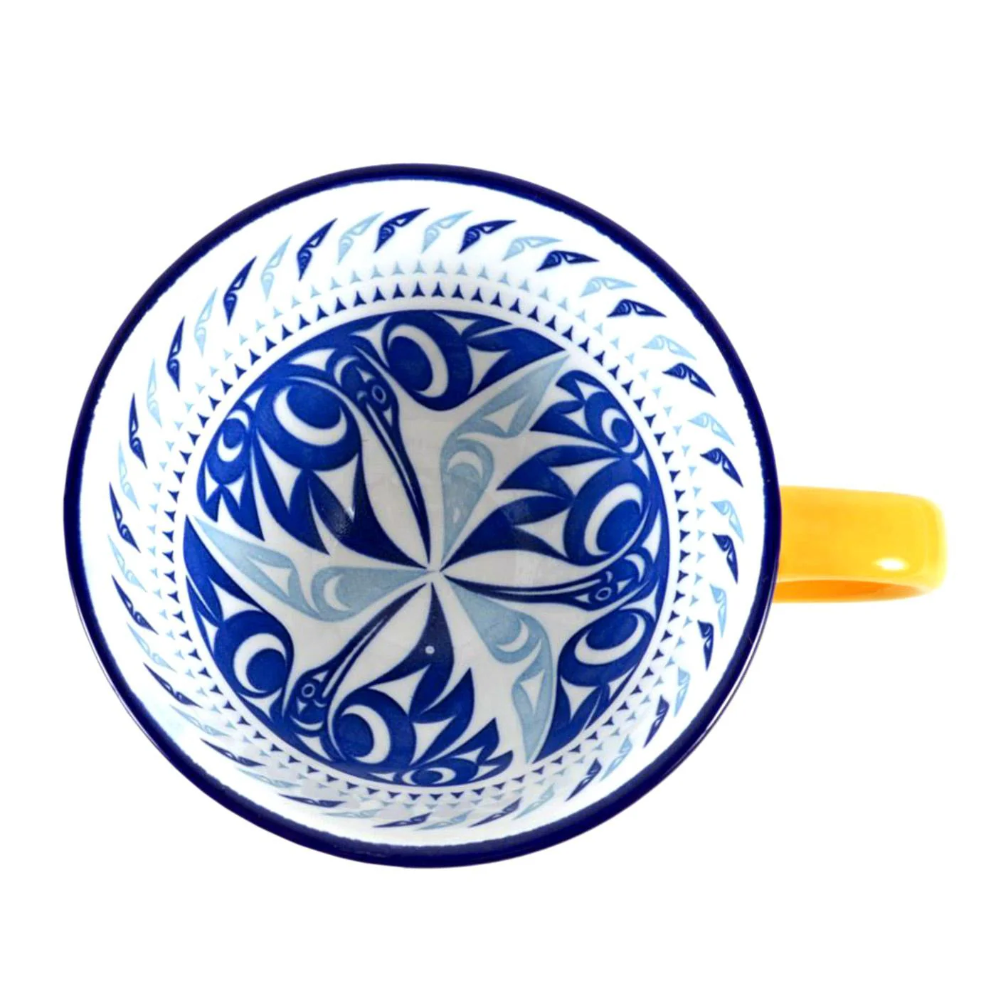 Native Northwest Yellow Hummingbird Porcelain Art Mug - Image 2