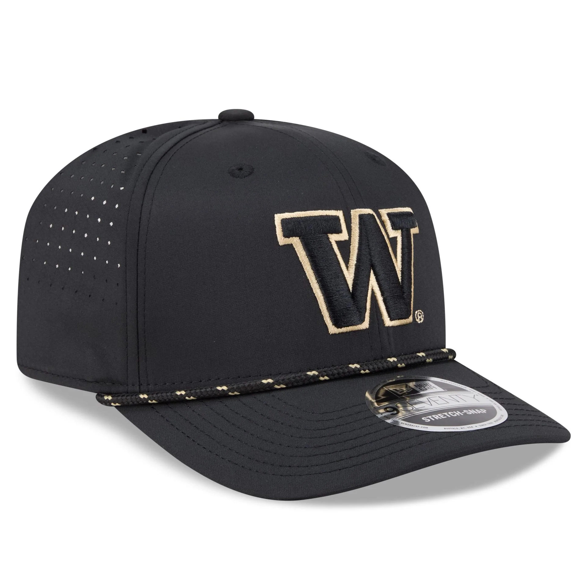 New Era Black Tonal Washington Huskies 9Seventy Sport Stretch Snap Adjustable Hat - Image 2