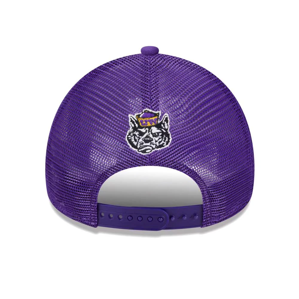New Era Purple White 9Forty Vault Dog Football CFB Sideline A Frame Trucker Hat - Image 3