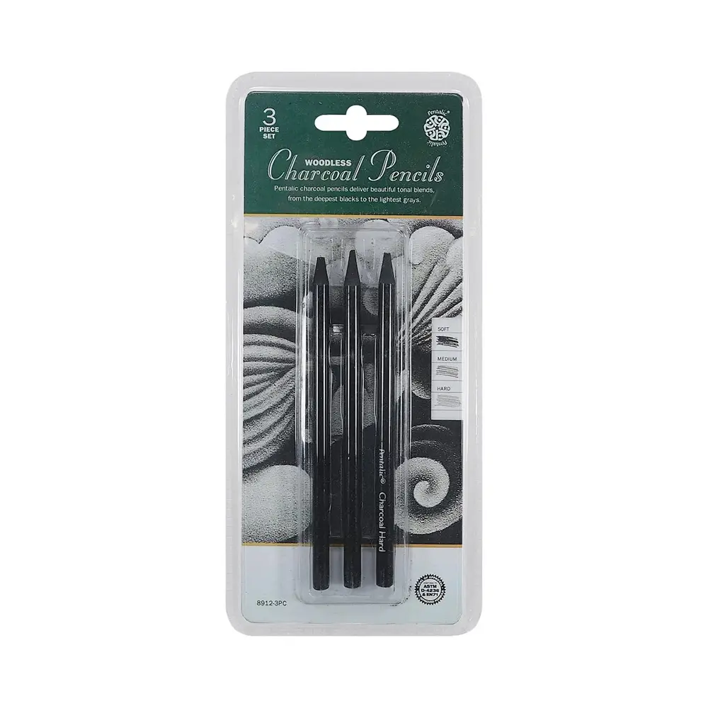 Pentalic Woodless Charcoal Pencils 3 Pieces