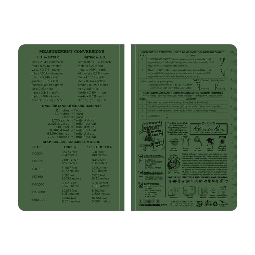 Rite in the Rain Green 4-5/8"x7-1/4" Tactical Perfect 80ct - Image 4