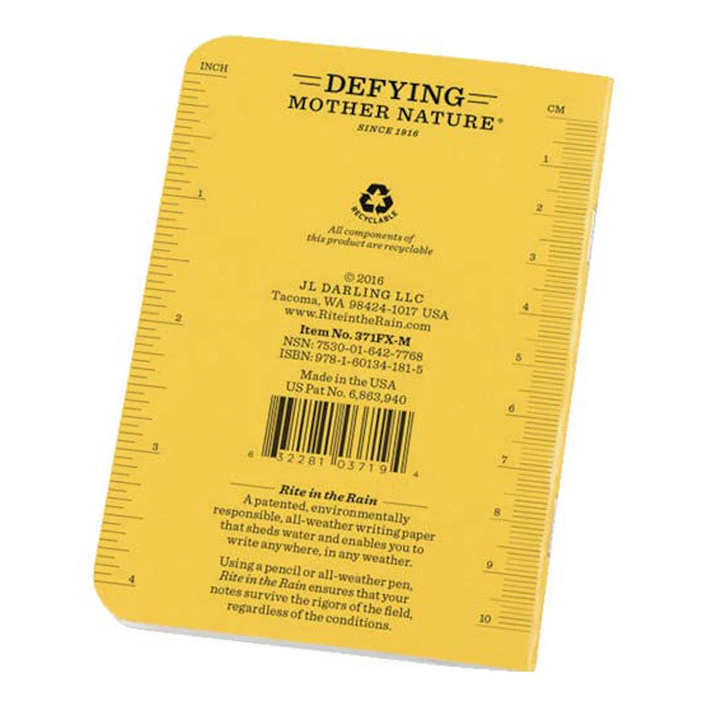 Rite in the Rain Yellow 3-1/4"x4-5/8" Stapled Notebook 12ct - Image 2