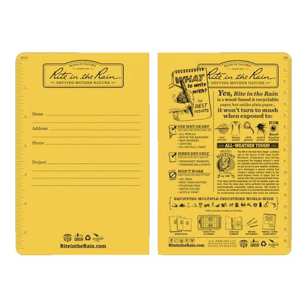Rite in the Rain Yellow 4-5/8"x7-1/4" Stapled Field 24ct - Image 2
