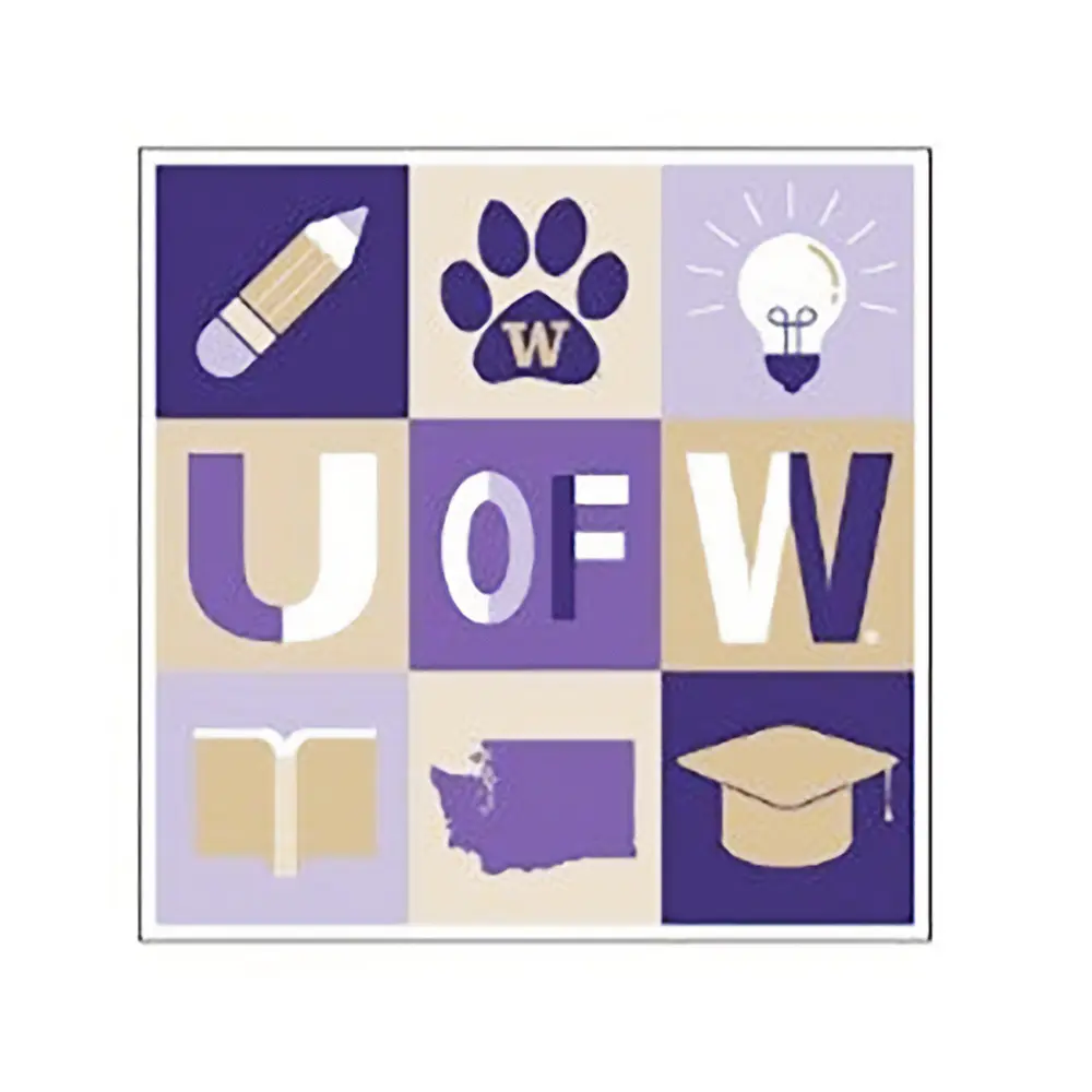 SDS Purple Gold Washington W Rubix Cube Rugged Sticker 3.5"