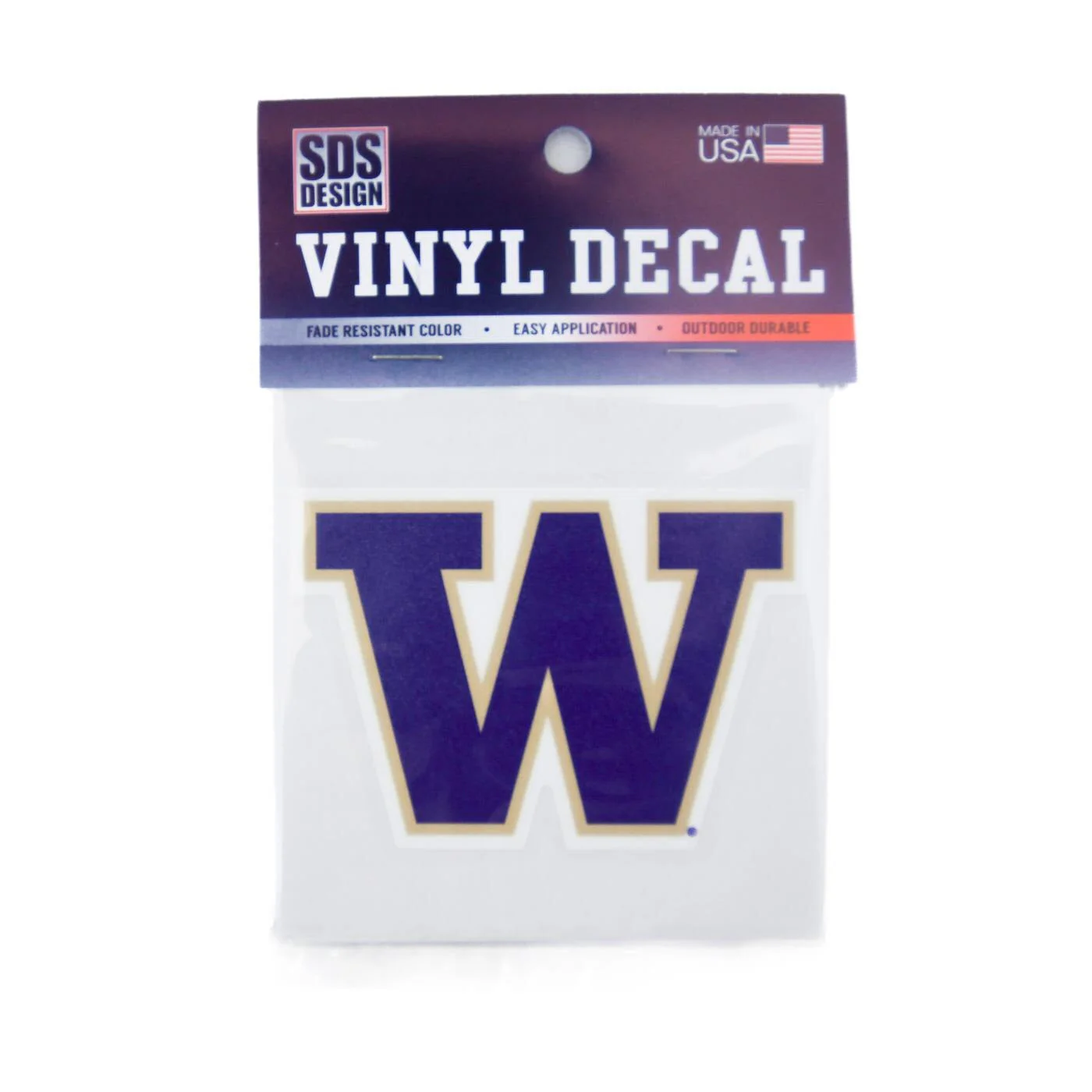 SDS W Purple Fill Gold Outline Vinyl Decal 3"