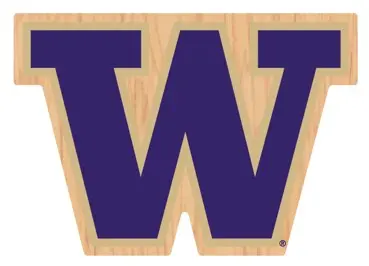 SDS W Purple Fill Gold Outline Wood Sticker