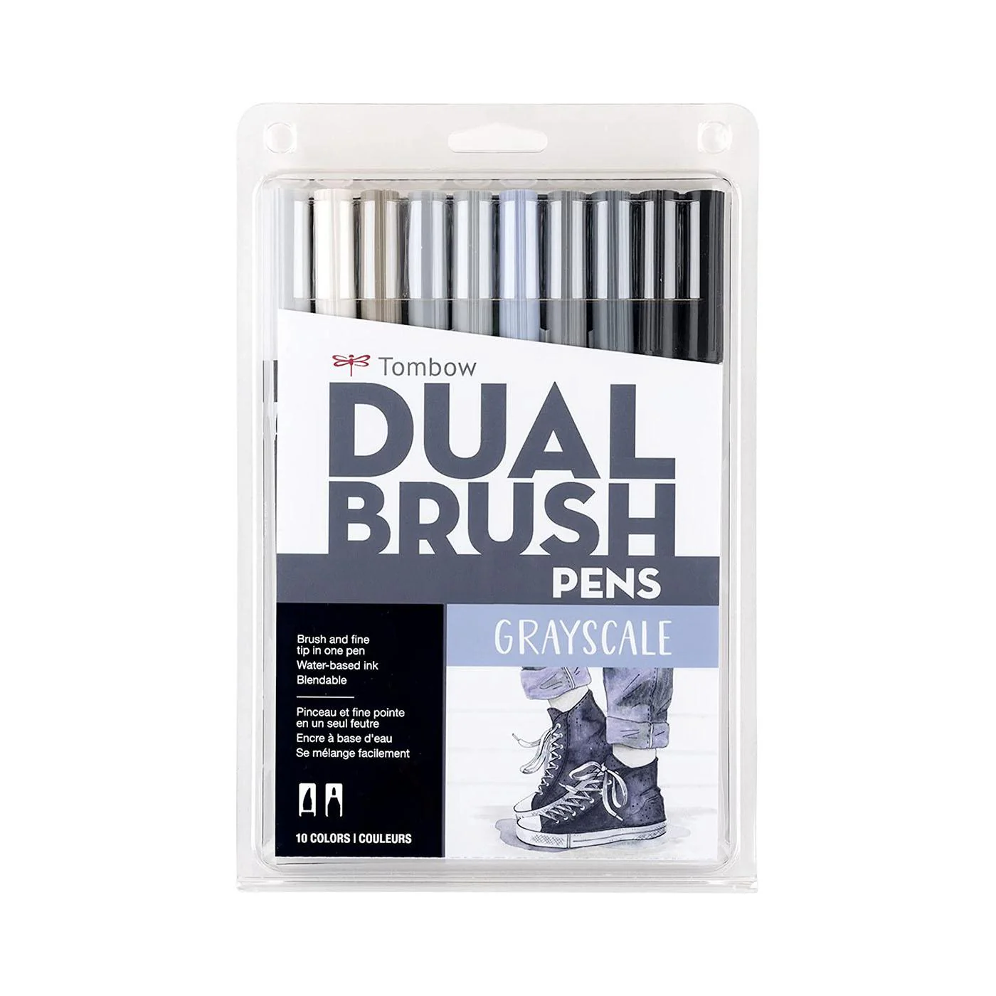 Tombow Grayscale Palette Dual-Tip Brush Pen Set 10 piece