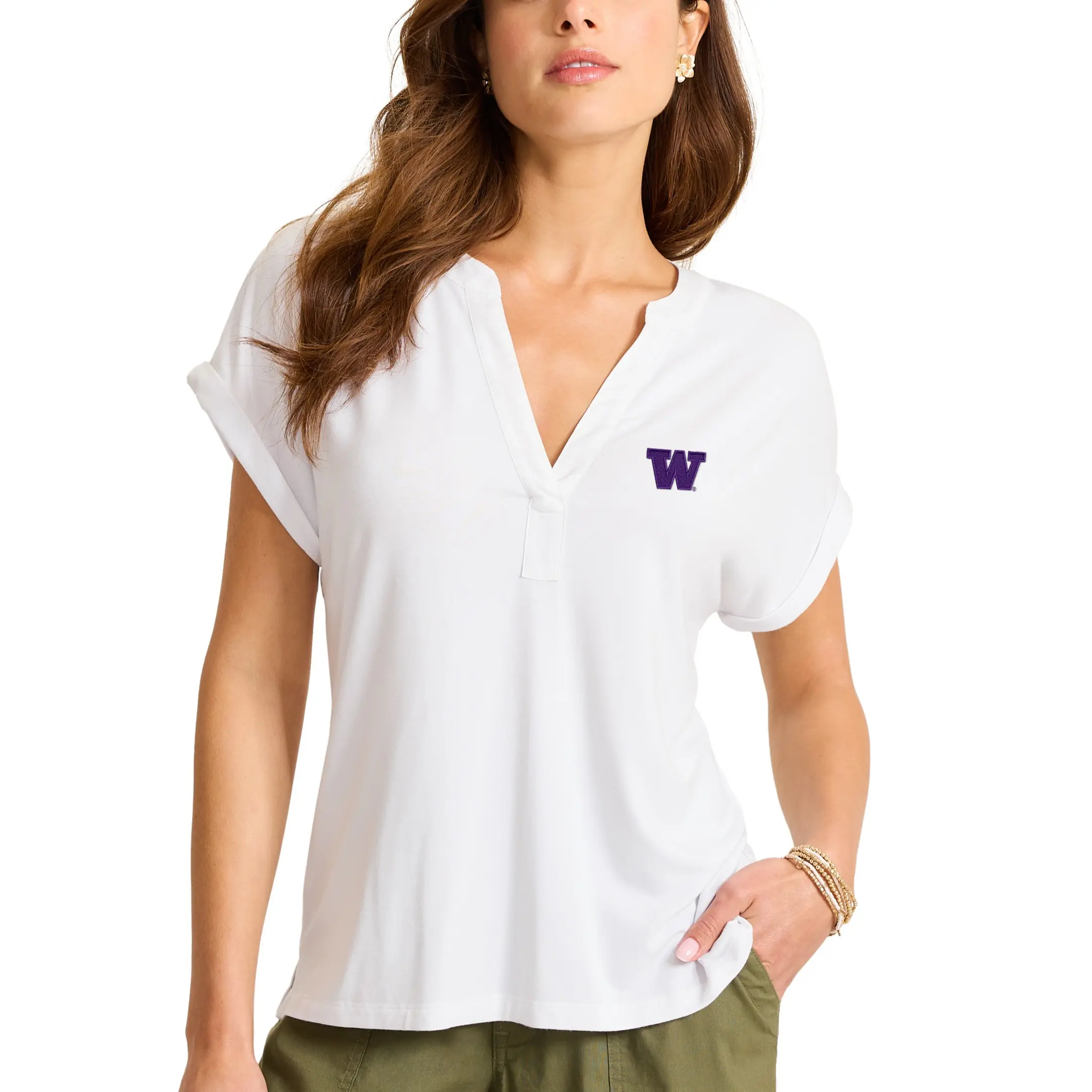 Tommy Bahama Women's Kauai Split Neck Short Sleeve Top
