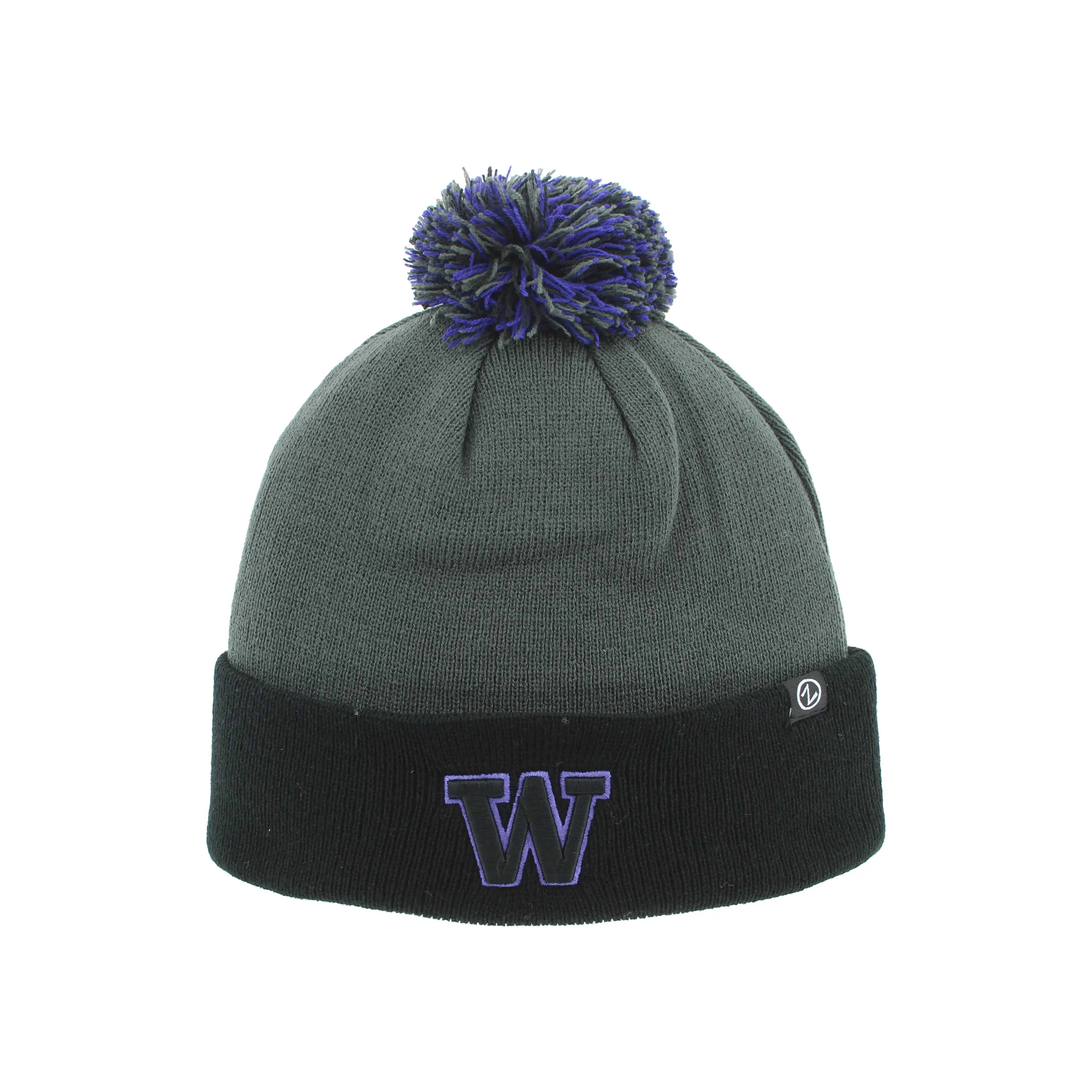 Zephyr Black Charcoal Element W Logo Pom Beanie